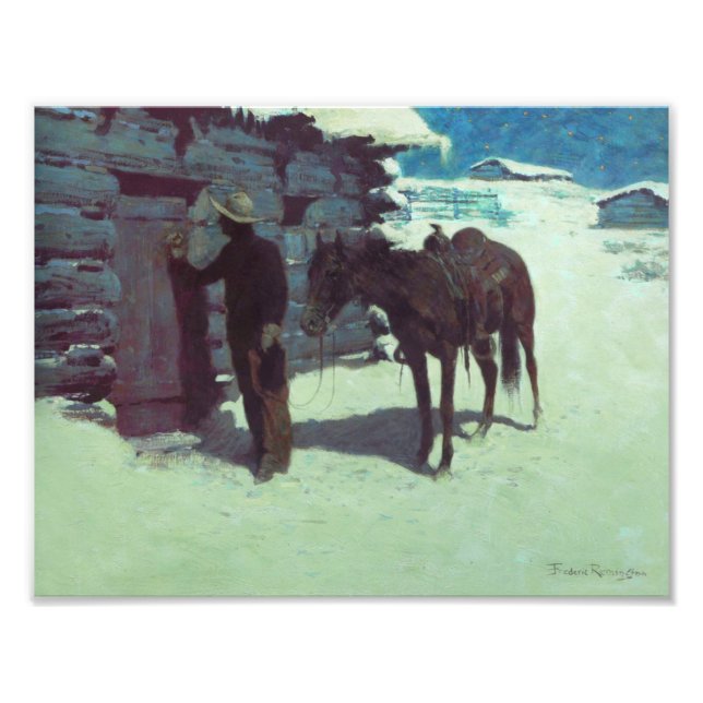 Horse and Cowboy Winter Snow Photo Print (Front)