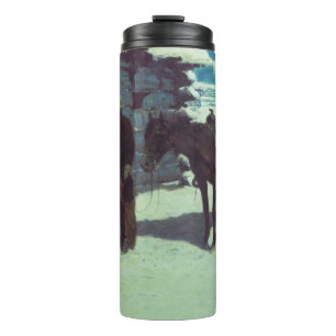 Horse and Cowboy Winter Snow Thermal Tumbler