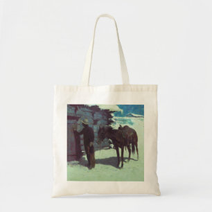 Horse and Cowboy Winter Snow Tote Bag