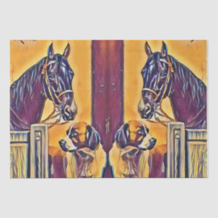 Horse and dog vintage painting tissue paper