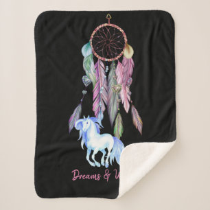 Horse and Dreamcatcher ~ Dreams and Wishes BOHO Sherpa Blanket