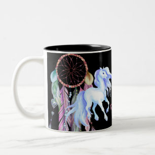 Horse and Dreamcatcher ~ Dreams & Wishes BOHO Two-Tone Coffee Mug