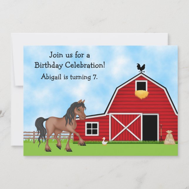 Horse and Farm Birthday Invitation (Front)