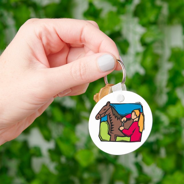 Horse And Farm Girl Key Ring (Creator Uploaded)