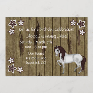 Horse and Flowers Birthday Invitation ~ Girls