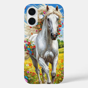Horse and flowers iPhone 16 case