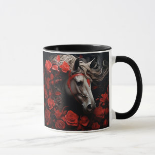 Horse and flowers, Equestrian Gift, Horse Riding Mug