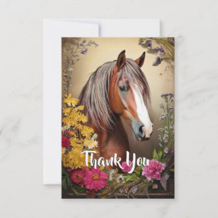 Horse and Flowers Thank You Card
