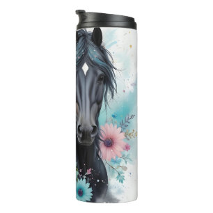 Horse and Flowers  Thermal Tumbler