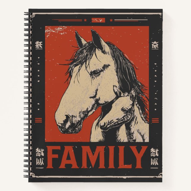Horse and Foal – Gentle Family Bond Illustration Notebook (Front)