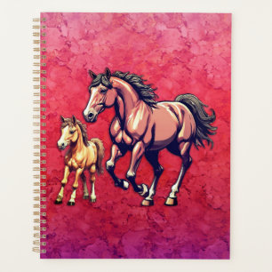 Horse and Foal on Textured Background Planner