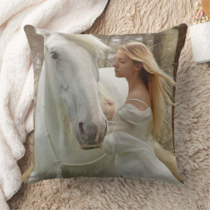 Horse and Girl Fantasy Pillow