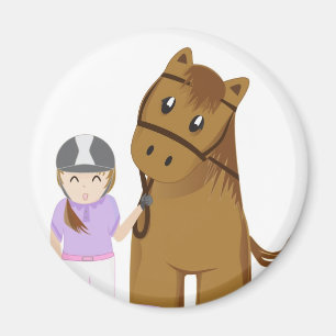 Horse and girl - Girl and horse Magnet