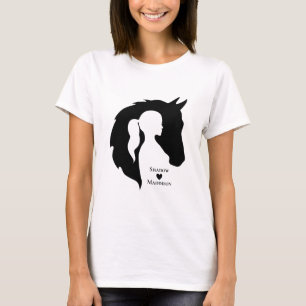 Horse and girl horse lover silhouette heart T-Shirt