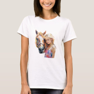 Horse and Girl Silhouette – Cute Horseback Riding  T-Shirt