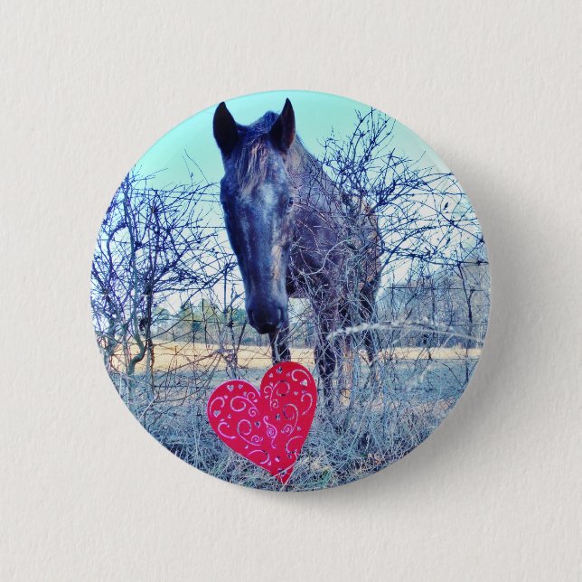 Horse and  Heart 6 Cm Round Badge (Front)