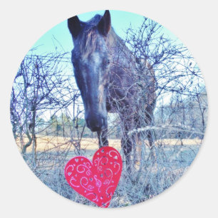 Horse and Heart Classic Round Sticker