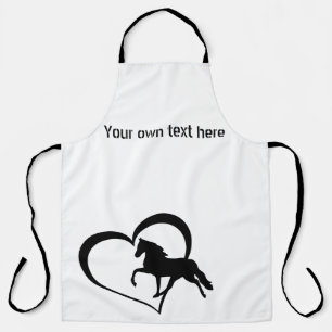 Horse and Heart in black. Editable text.  Apron