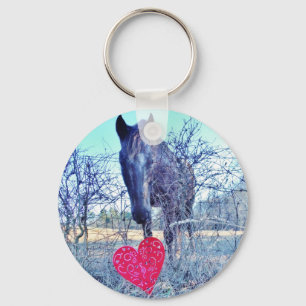 Horse and  Heart Key Ring