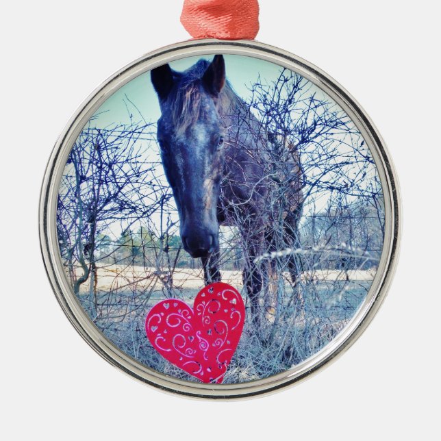 Horse and  Heart Metal Tree Decoration (Front)