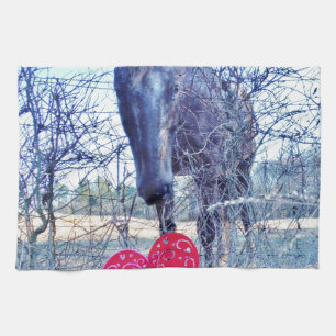 Horse and  Heart Tea Towel