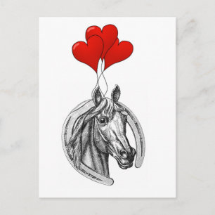 Horse and Hearts Postcard
