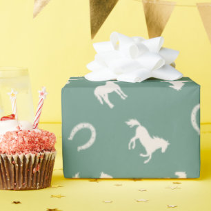 Horse and Horseshoe Equestrian Wrapping Paper