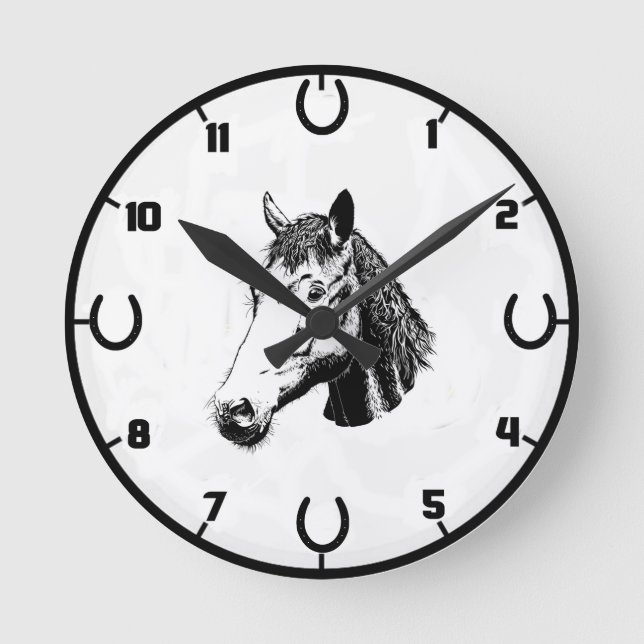 Horse And Horseshoe Wall Clock (Front)