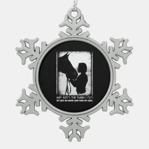 Horse And Into The Barn I Go To Lose My Mind Snowflake Pewter Christmas Ornament