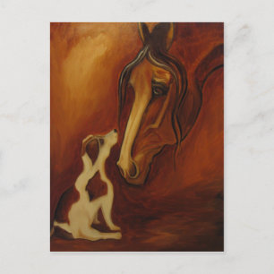 Horse and Jack Russell Postcard