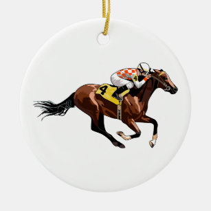 Horse And Jockey Ceramic Ornament