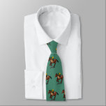 Horse and Jockey Horse Racing Dark Green Pattern Tie<br><div class="desc">Sporty gifts and accessories for Horse Racing fans. Horse and jockey racing in yellow jersey and green cap riding horse number 7. Green background.</div>