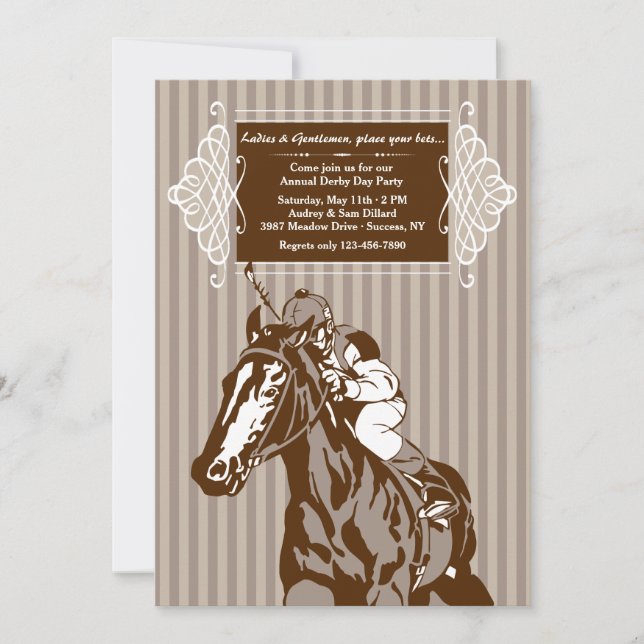 Horse and Jockey Stripe Invitation (Front)