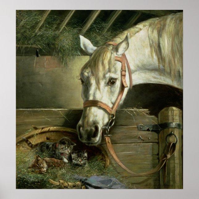Horse and kittens, 1890 poster (Front)