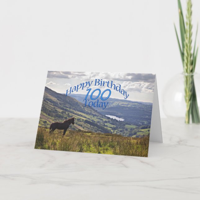 Horse and landscape 100th birthday card (Front)