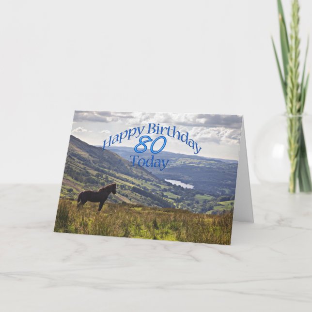 Horse and landscape 80th birthday card (Front)