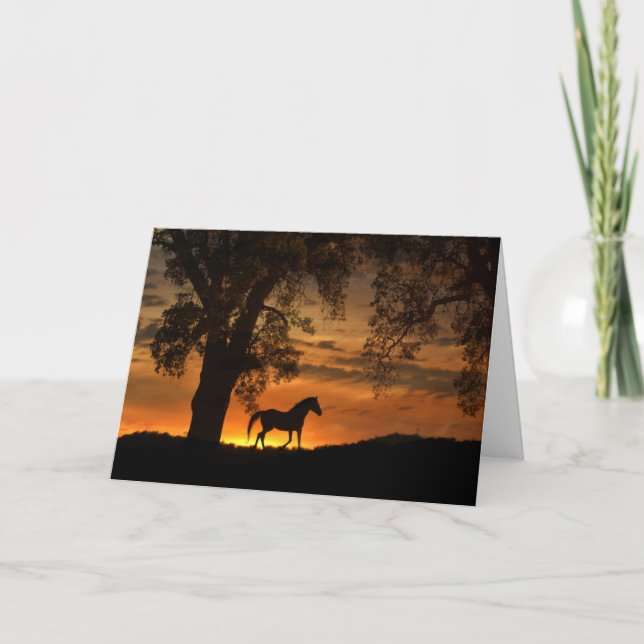 Horse and Oak Tree Blank Note Card (Front)