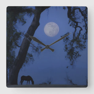 Horse and Oak Tree "Blue Moon" Clock