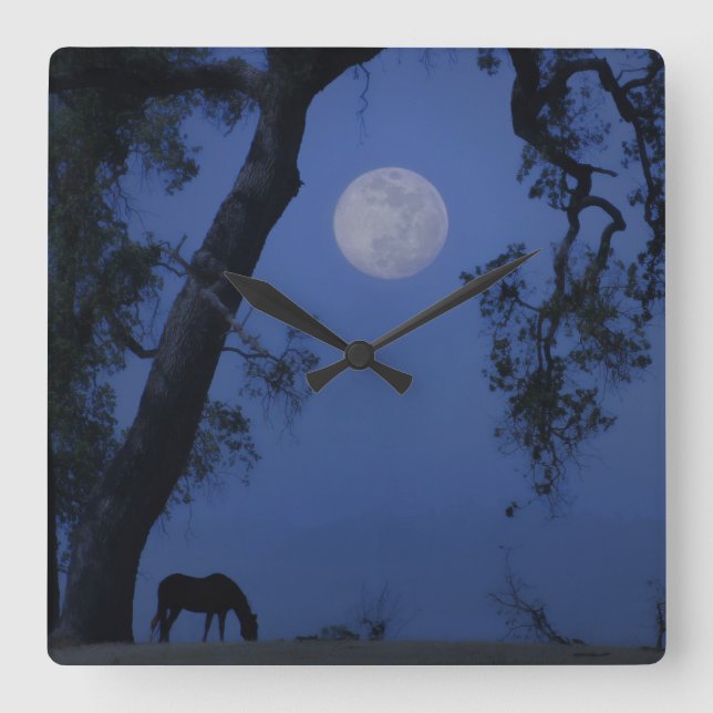 Horse and Oak Tree "Blue Moon" Clock (Front)