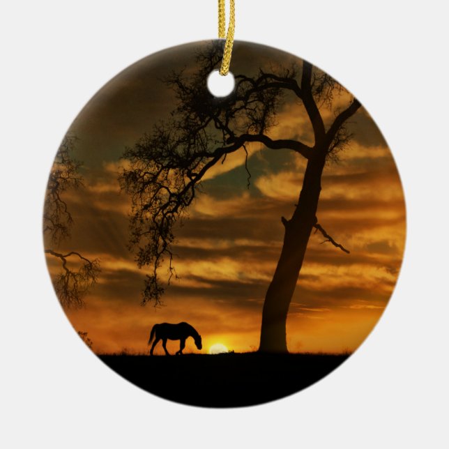 Horse and Oak Tree Ornament (Front)
