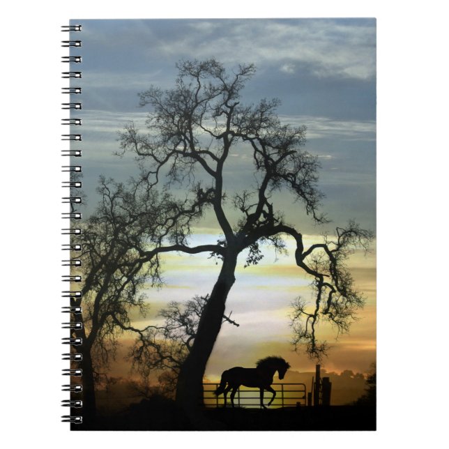 Horse and Oak Tree Whimsical Notebook (Front)