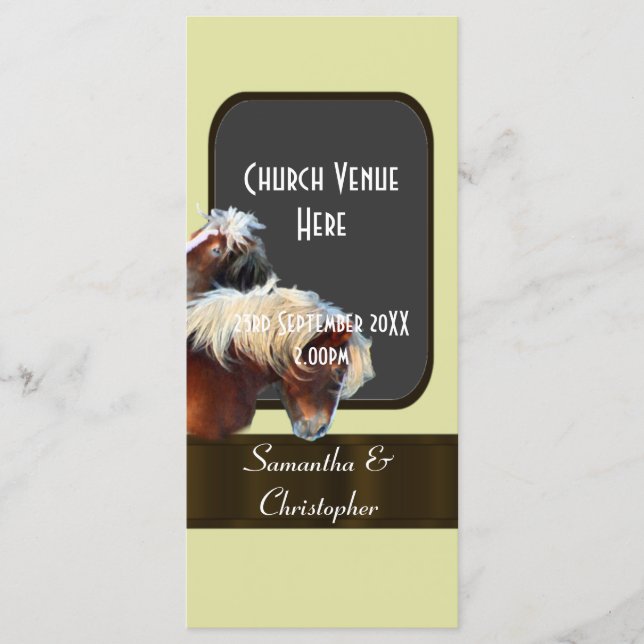 Horse and pony equestrian wedding program (Front)