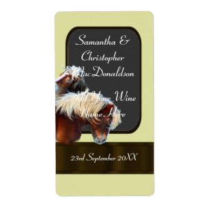 horse and pony themed wedding wine bottle