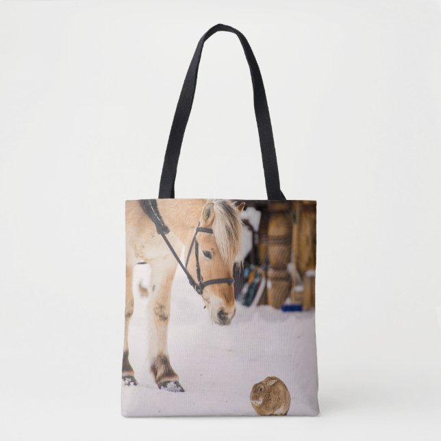 Horse and rabbit friends tote bag (Front)