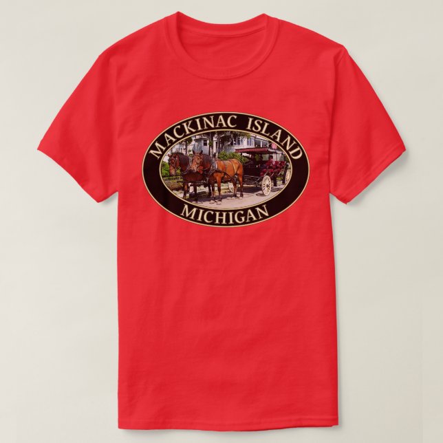Horse and riage in Historic Mackinac Island Michig T-Shirt (Design Front)