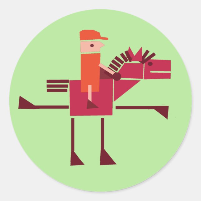 Horse and rider classic round sticker (Front)