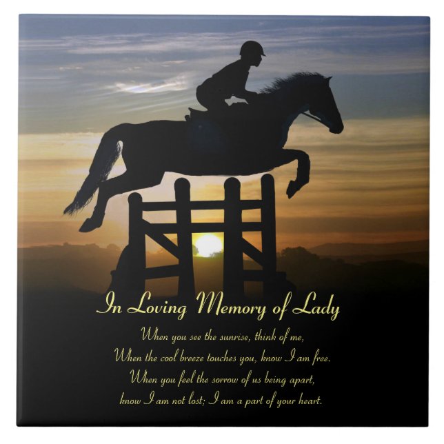Horse and Rider Jumper Memorial Spiritual Poem Ceramic Tile (Front)