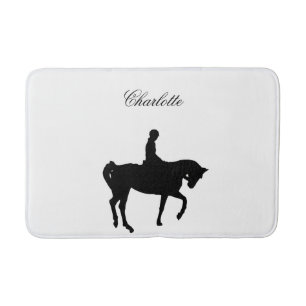 Horse and rider silhouette bath mat