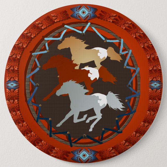 Horse and Shield-Button 6 Cm Round Badge (Front)