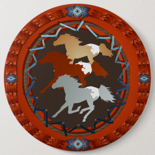 Horse and Shield-Magnet 6 Cm Round Badge